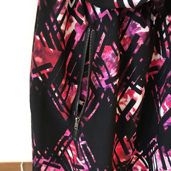 Expo New York Sleeveless Dress Size 12 POCKETS Geometric Print Black Pink - Picture 8 of 9